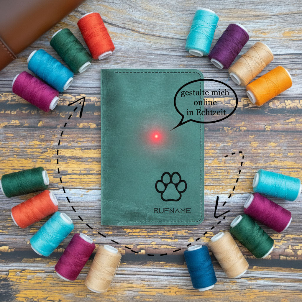 Dein Unikat: Handgefertigte Heimtierausweishülle aus Crazy Horse Leder – Gestalte sie selbst!