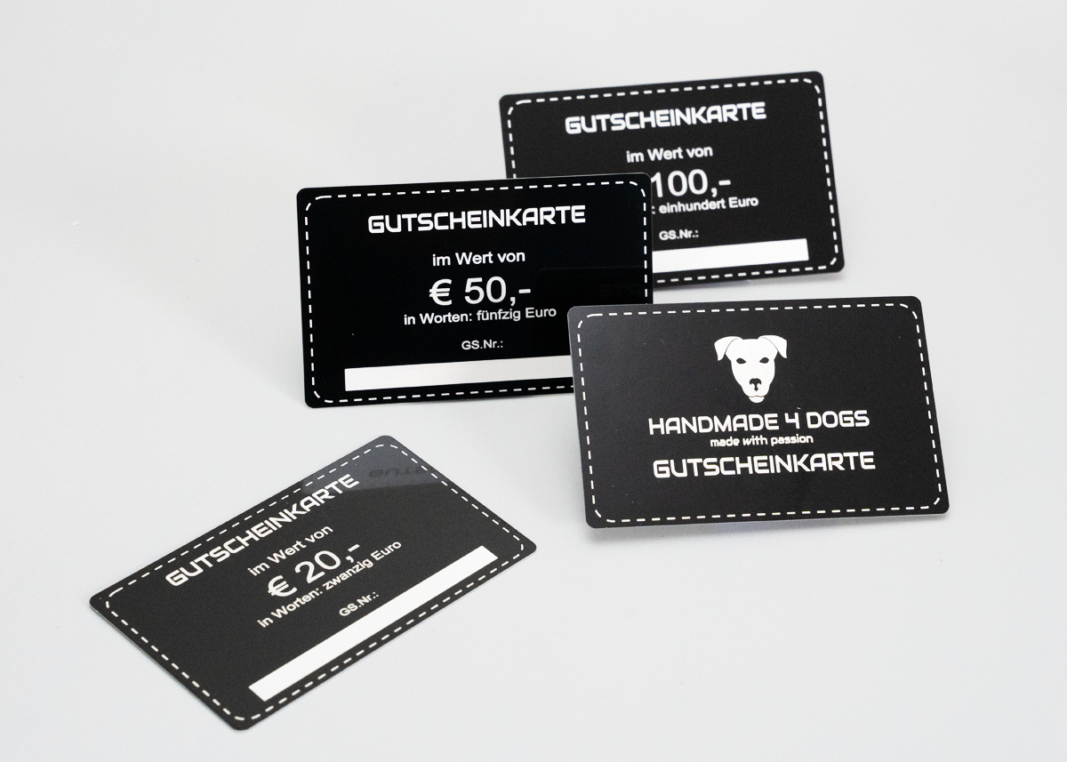 Handmade 4 dogs Gutscheinkarten