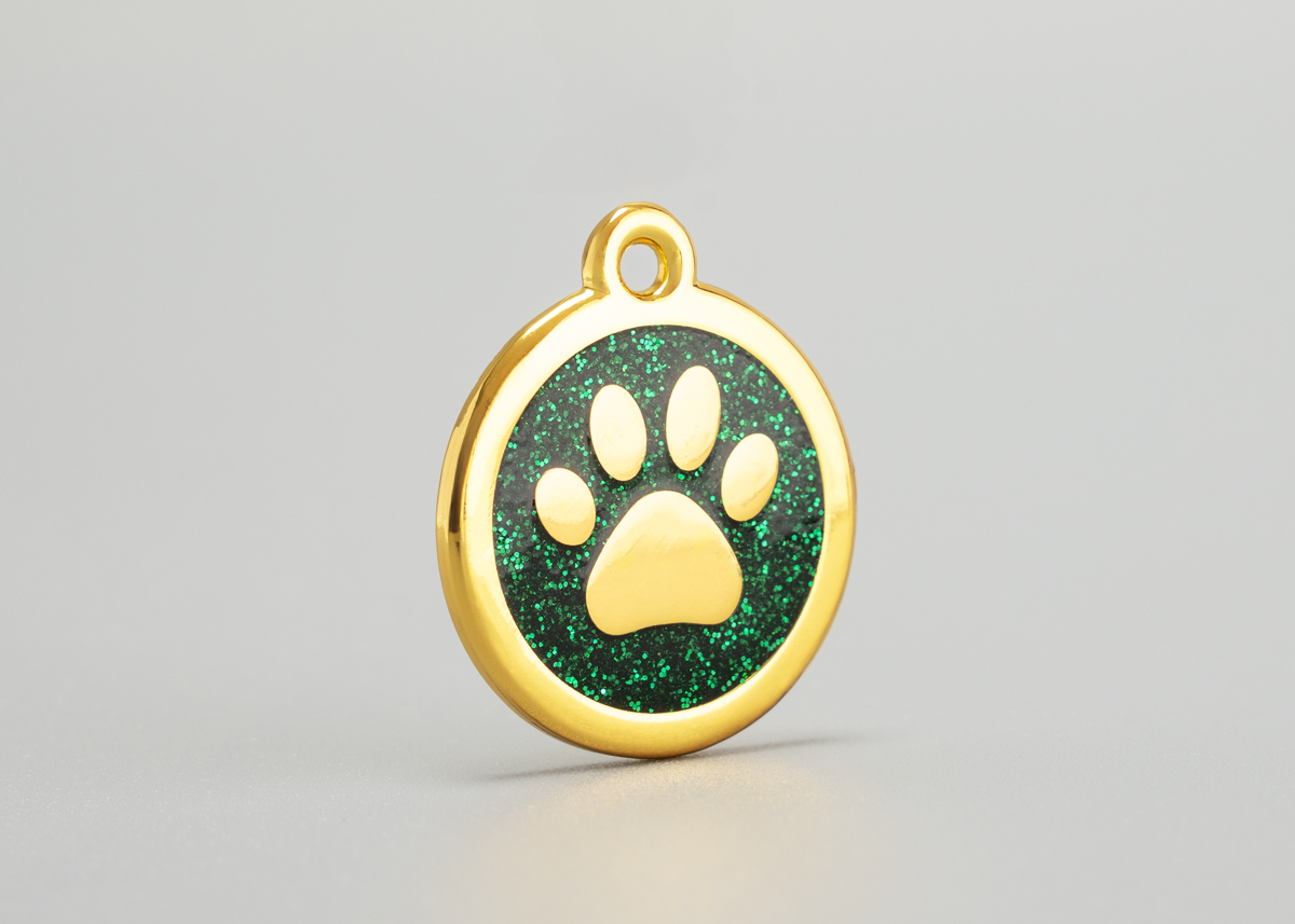 goldene Hundemarke mit Pfote