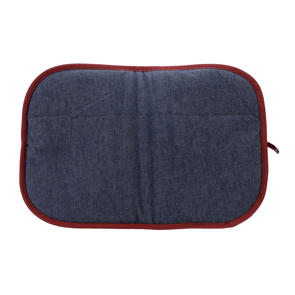 Dog Bed To Go LIGHT Hundereisebett mit Jeans-Liegefläche, brombeerfarbener Einfassung und 4 cm Polsterung von handmade4dogs.
