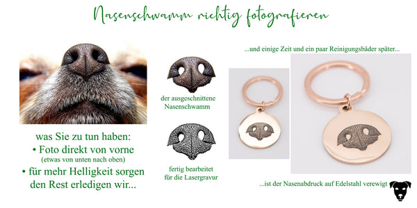 handmade-4-dogs, laser gravierter Schlüsselanhänger, Schmuck mit graviertem Pfotenabdruck, graviertem Nasenabdruck vom Hund, graviertem Baby Fußabdruck, gravierter Fingerabdruck