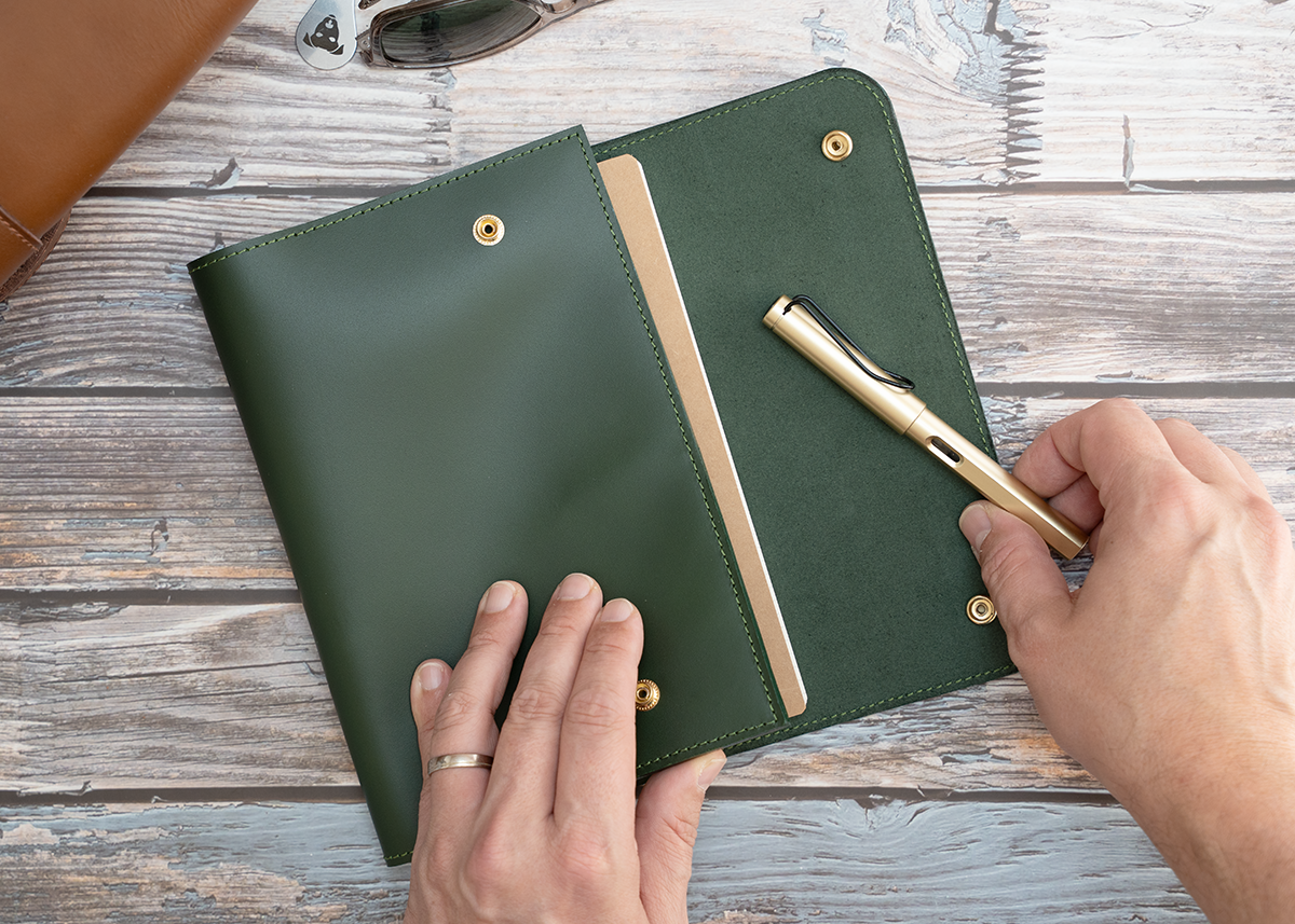 Notizbuch Cover für A5, Dickleder grün