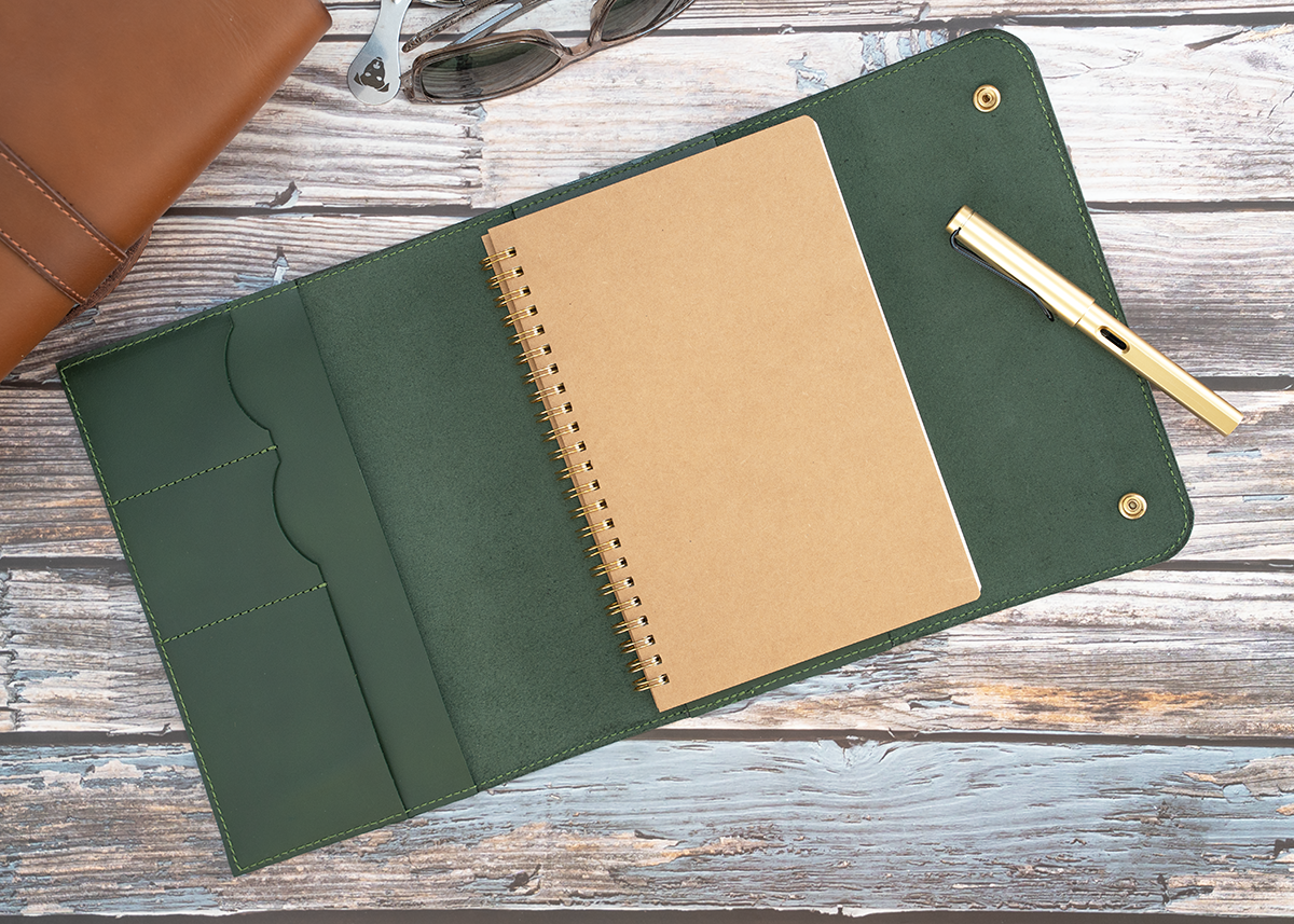 Notizbuch Cover für A5, Dickleder grün