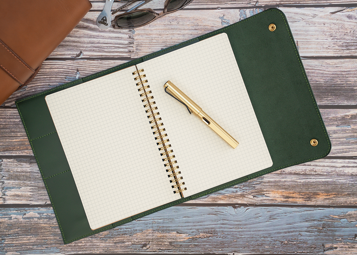Notizbuch Cover für A5, Dickleder grün