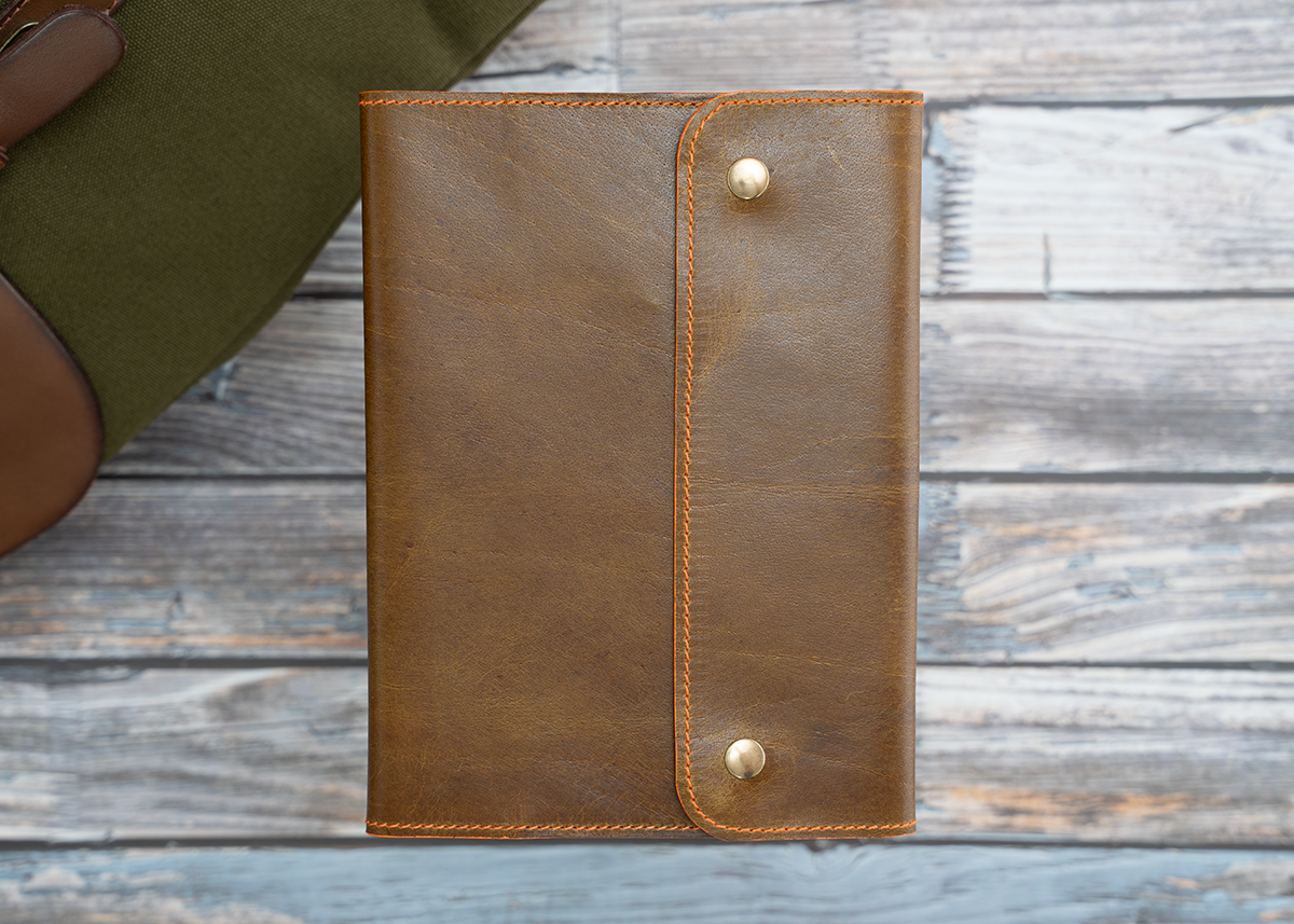 Notizbuch Cover für A5, Wasserbüffelleder braun-schlamm