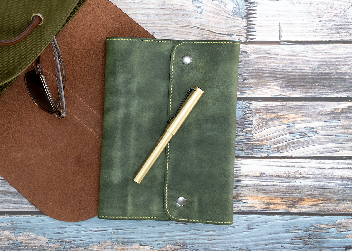 Notizbuch Cover für A5, crazy horse dunkel grün