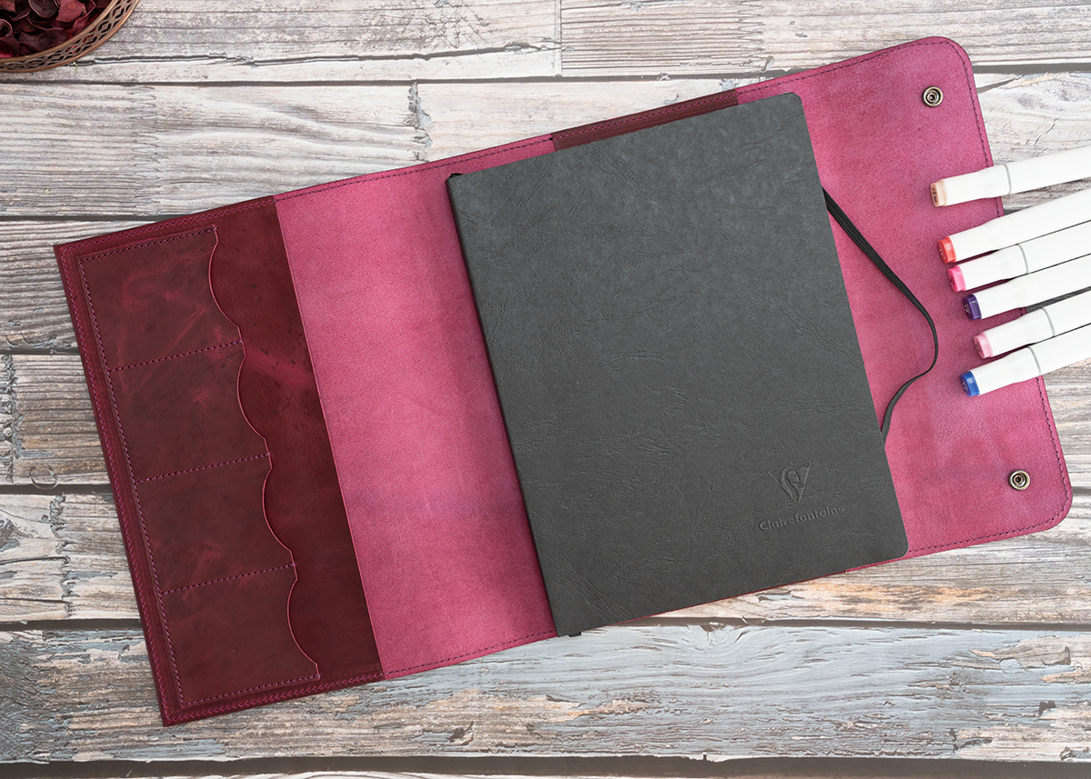 Notizbuch Cover für B5, crazy horse magenta