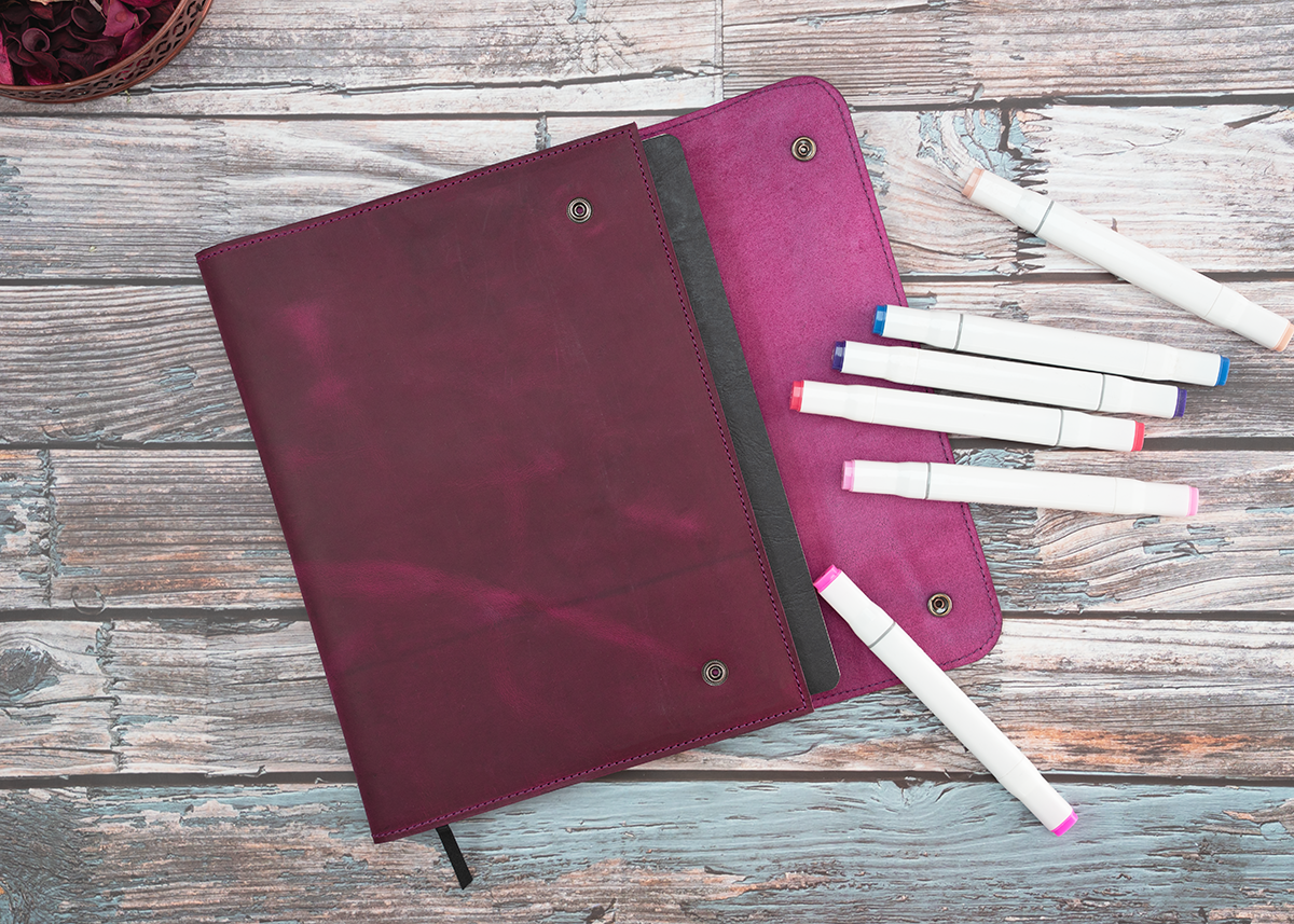 Notizbuch Cover für B5, crazy horse magenta