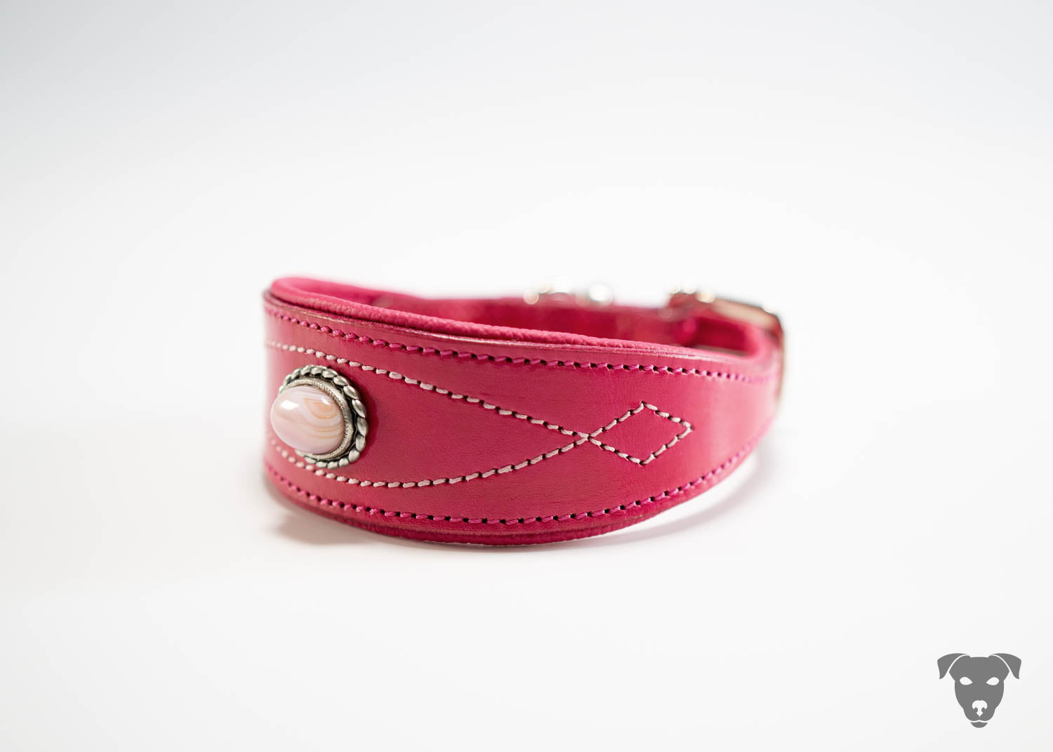 Riemen Halsband, Hunde Halsband handgefertigt, Halsband Konfigurator, DIY Hundehalsband, Riemen Halsband handmade-4-dogs, Gunslinger Stepp, Halsband mit echtem Halbedelstein, Hunde Halsband mit Achat