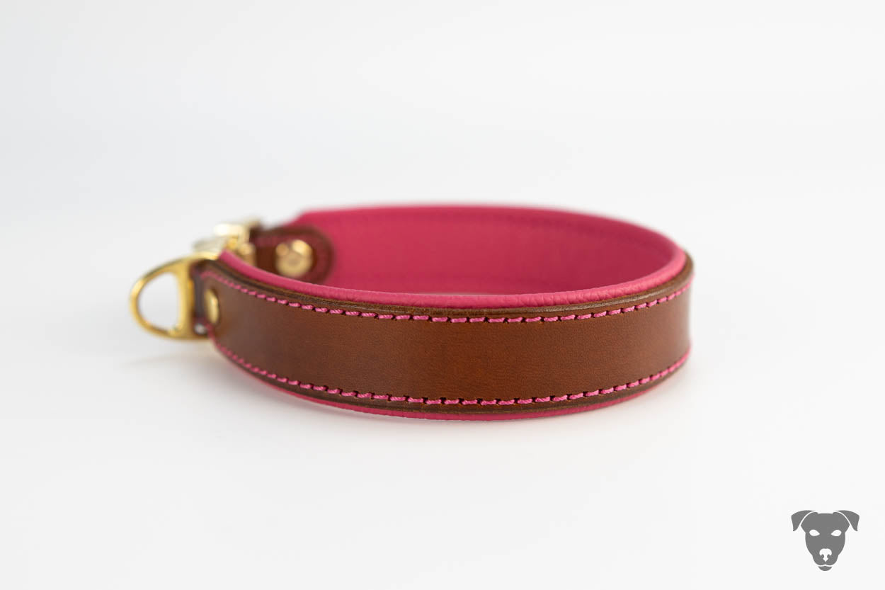 Riemen Halsband - braun & pink