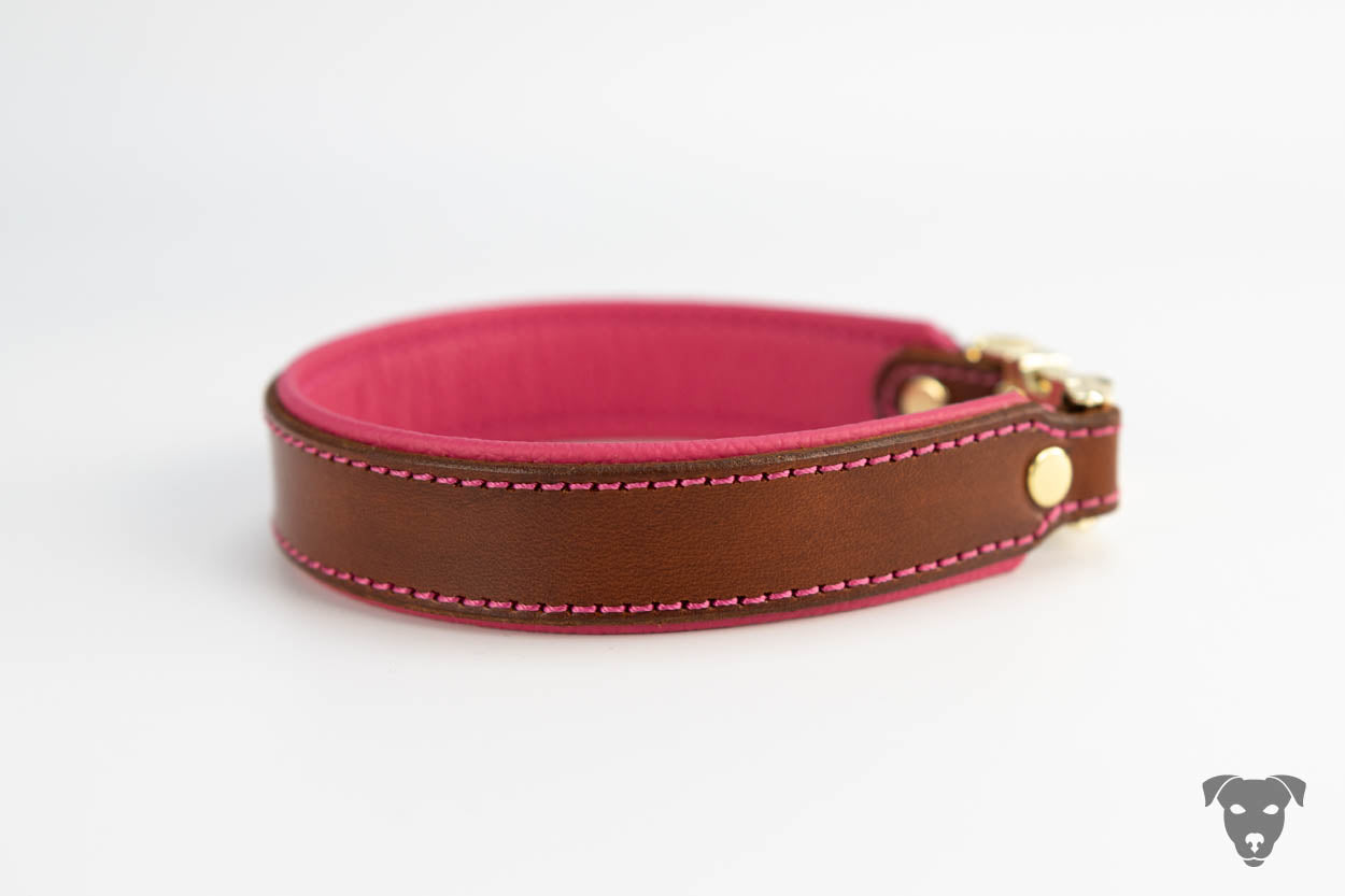 Riemen Halsband - braun & pink