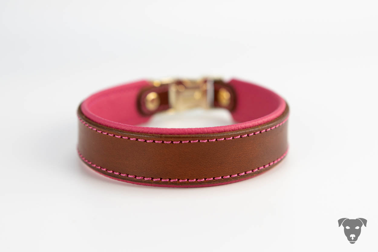 Riemen Halsband - braun & pink