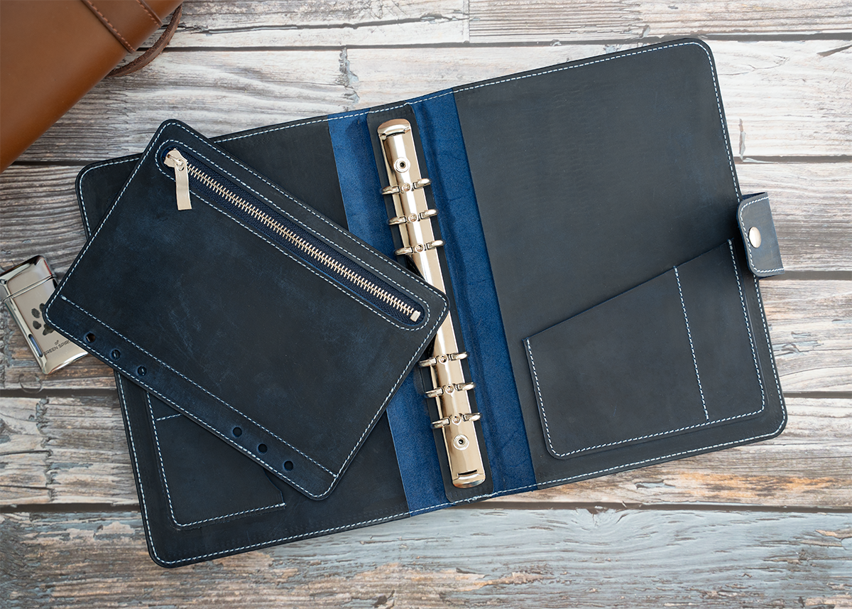 Leder Ringbuch, crazy horse, personalisierbar, A5