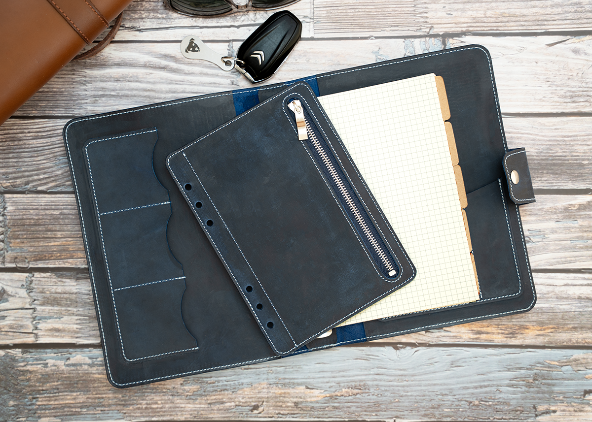 Leder Ringbuch, crazy horse, personalisierbar, A5