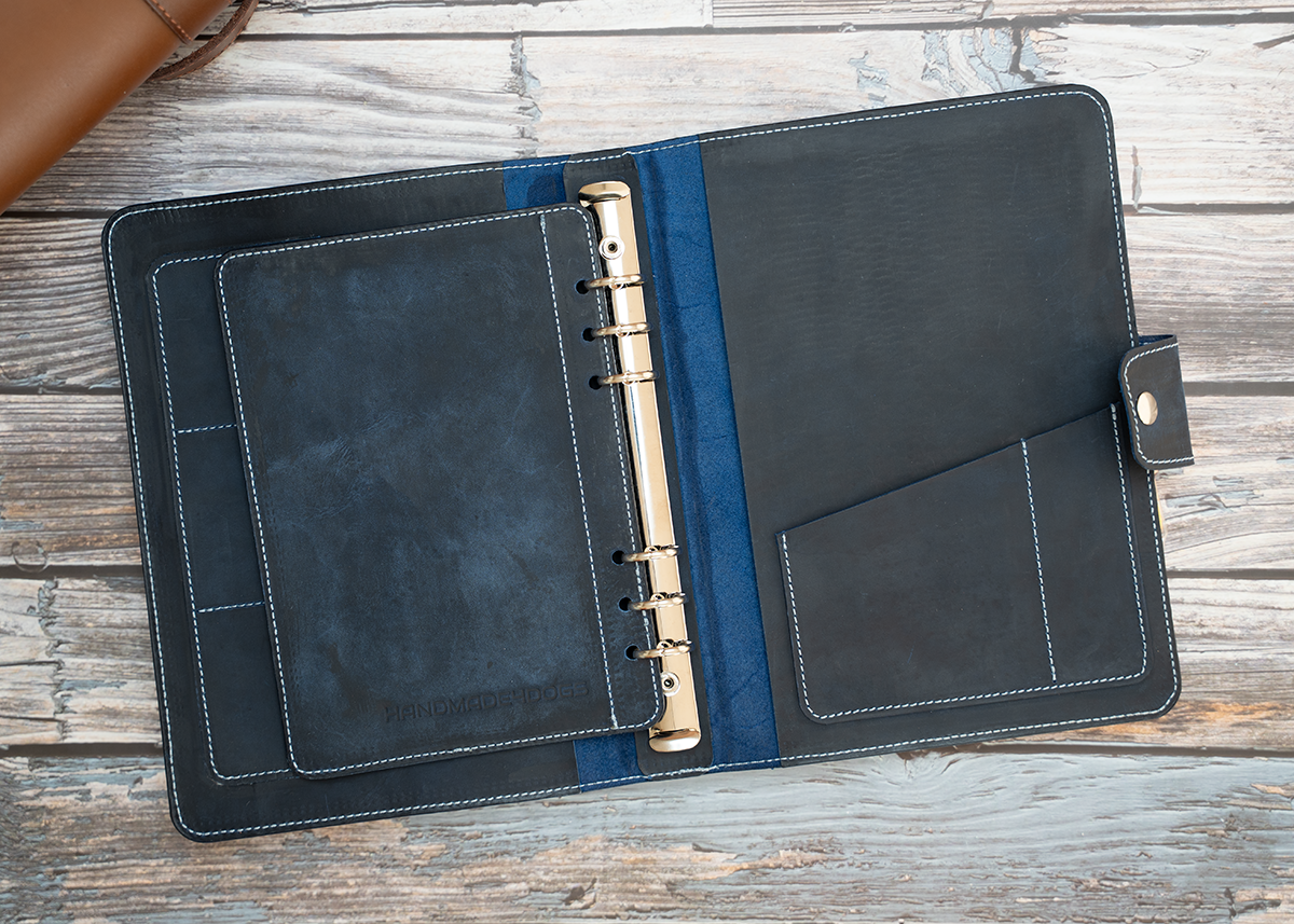 Leder Ringbuch, crazy horse, personalisierbar, A5