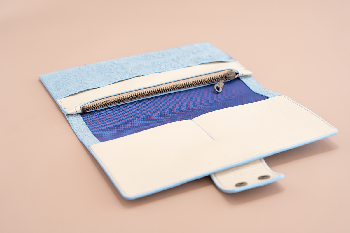 Travel Wallet geprägtes Leder mit Blumenmuster