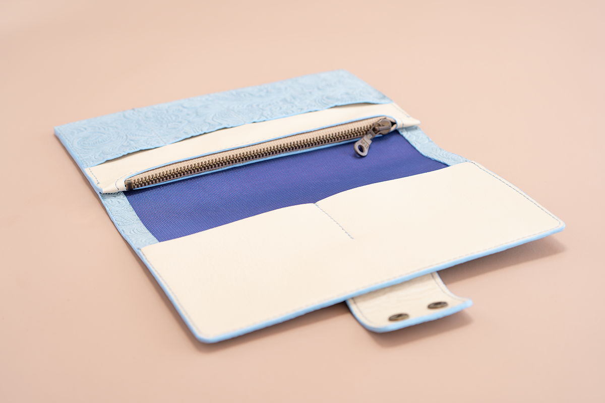 Travel Wallet geprägtes Leder mit Blumenmuster