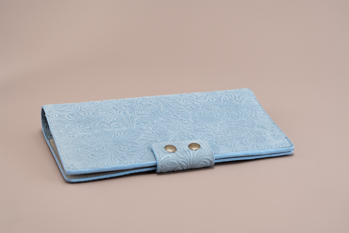Travel Wallet geprägtes Leder mit Blumenmuster