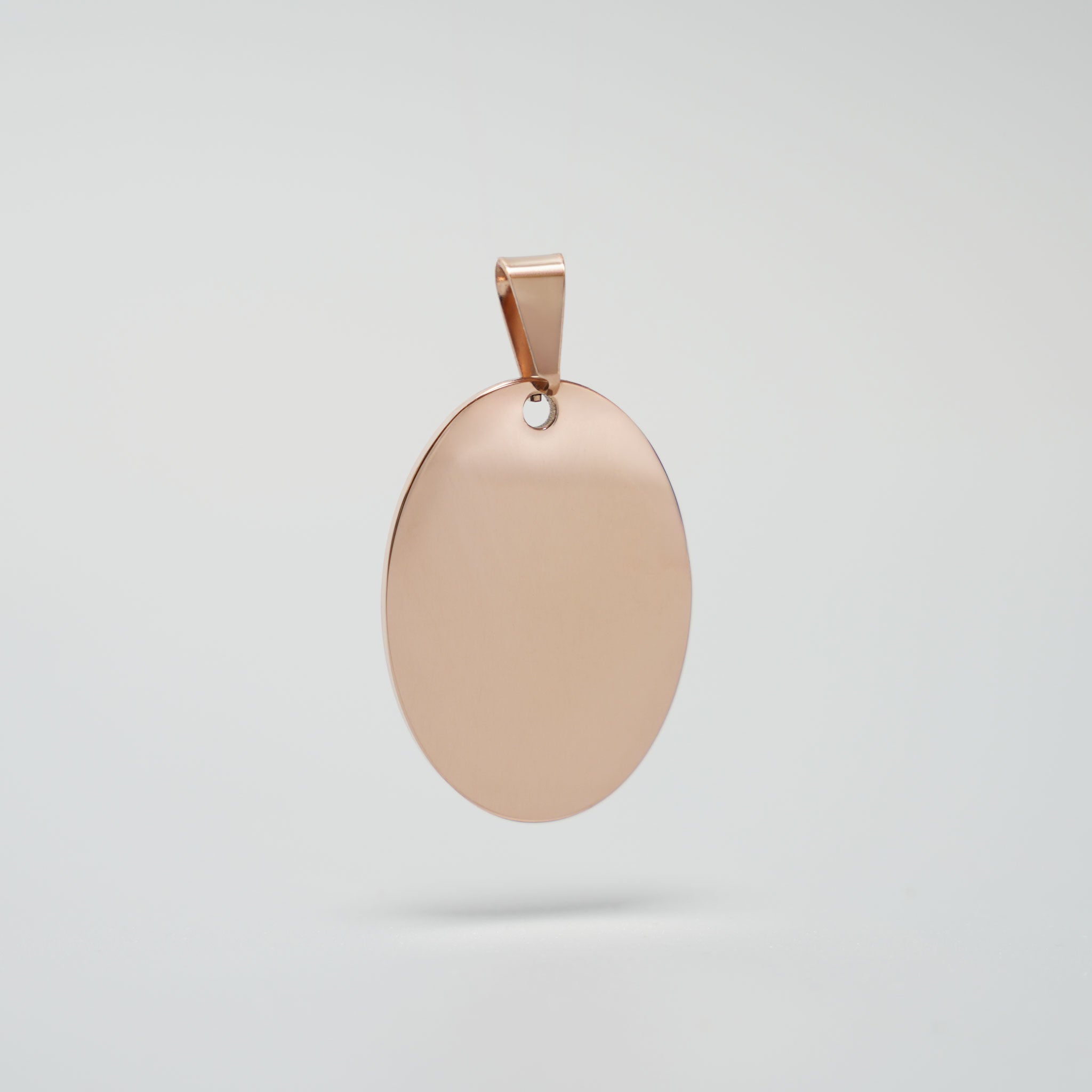Hochglanzpolierter ovaler Anhänger aus Chirurgenstahl in Roségold ohne Gravur