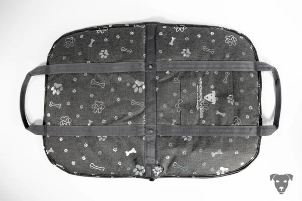 DOG BED TO GO "SILVER PRINT PAWS & DOG BONE"