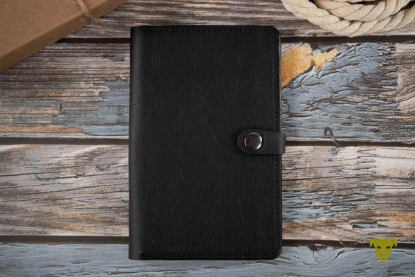 Impfpasshülle aus schwarzem Leder, UNGEFÜTTERT