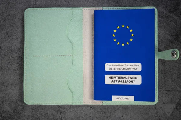 Vaccination certificate cover, EU pet passport cover MINT GREEN