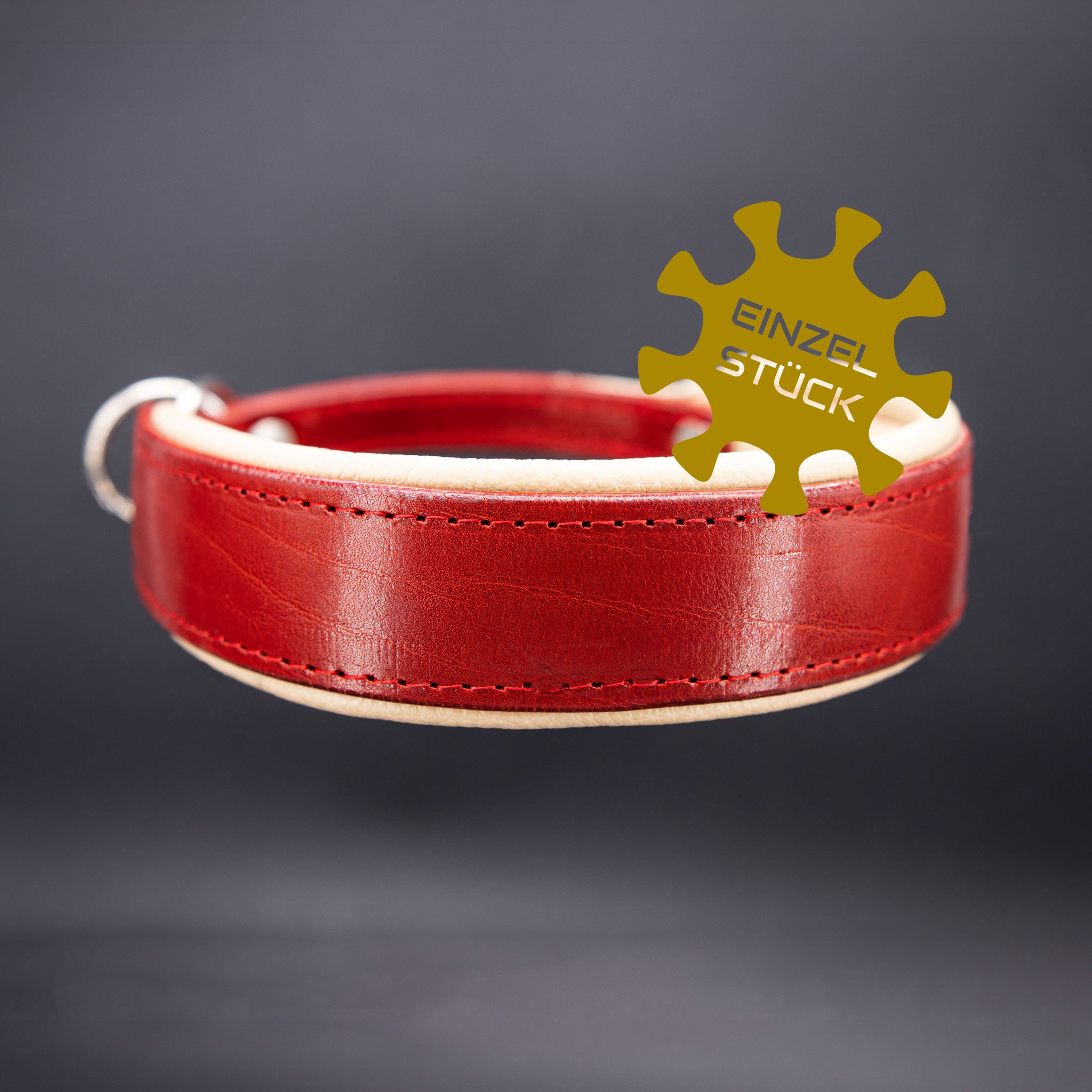 Handgefertigtes Hundehalsband aus Leder in Rot - Exklusives Einzelstück.