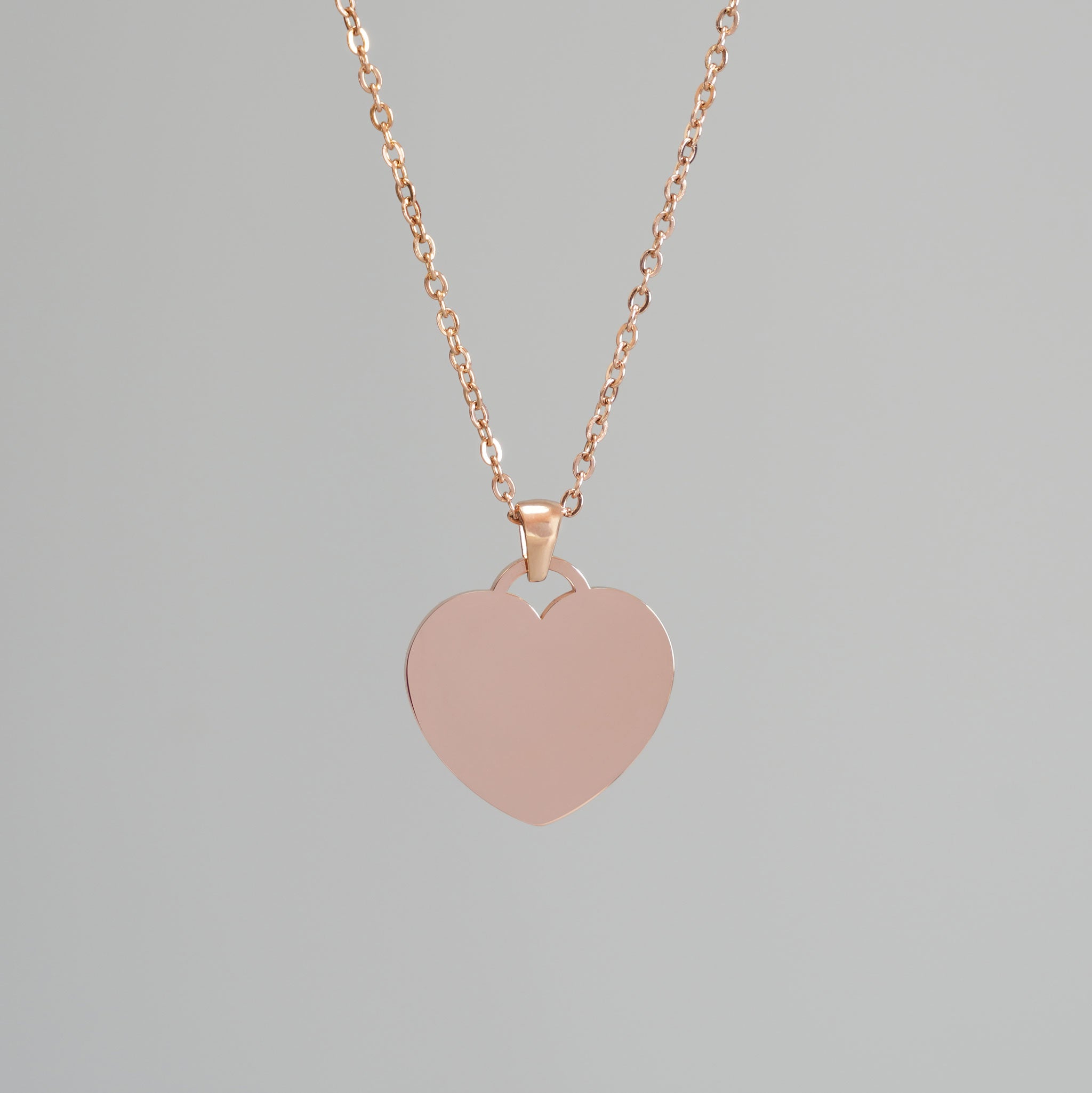 Schlichte Herzkette aus Edelstahl in Roségold ohne Gravur