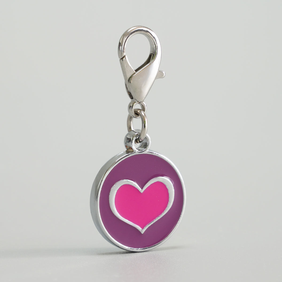 Herz-Hundemarke in Lila-Pink mit Befestigungsring
