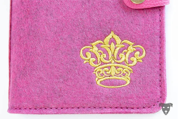 Impfpasshülle für Hunde, EU-Heimtierausweishülle PINK&PINK Kronen Stick