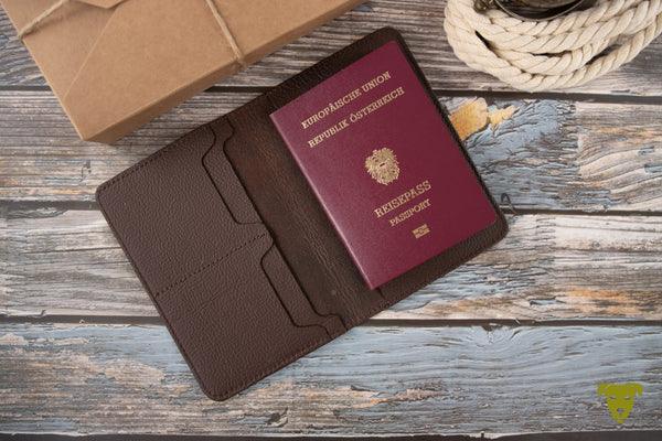 PASSPORT COVER DARK BROWN 