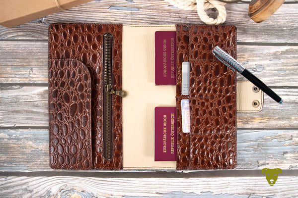 Travel Wallet KROKO WHISKEY