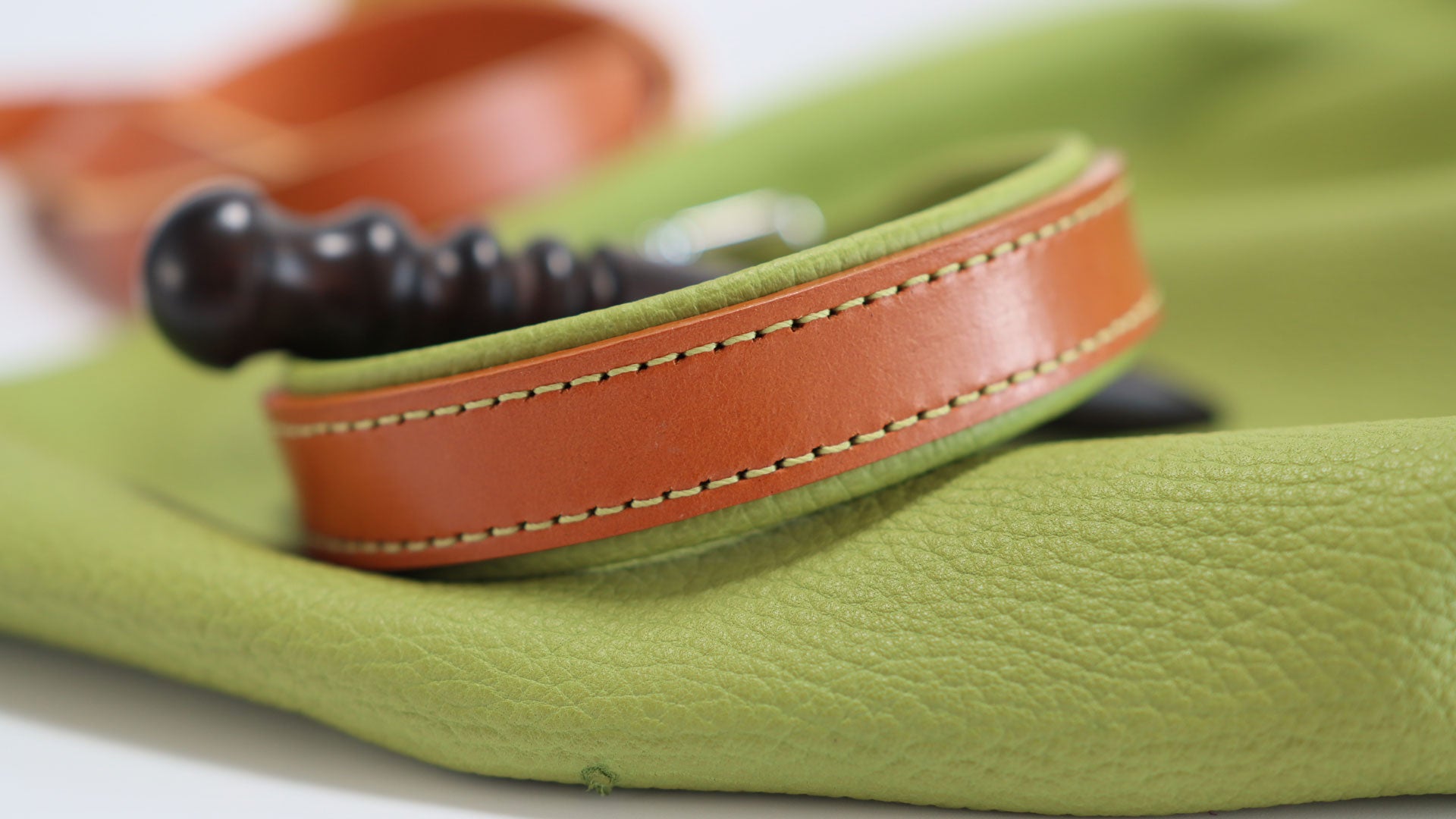 Leder-Hundehalsband „Natur & Grün“ – Handgefertigt aus Rindleder & weichem Hirschleder