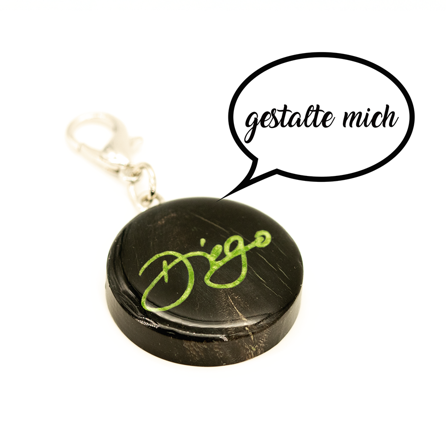 Hundemarke Büffelhorn, schwarz, 30mm