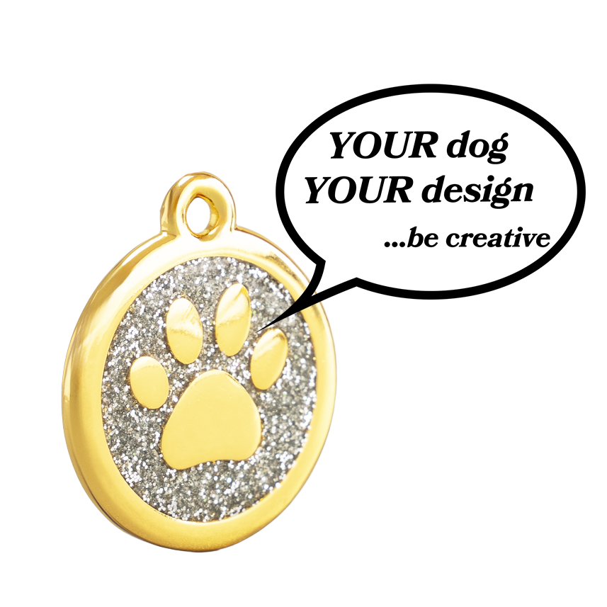 goldene Hundemarke mit Pfote