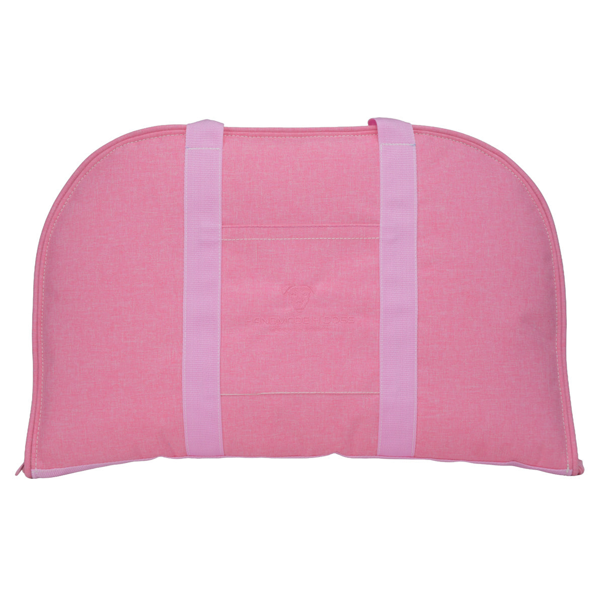 Handgefertigtes Hundereisebett Dirndl in rosa Leinenoptik, geschlossen als praktische Tasche
