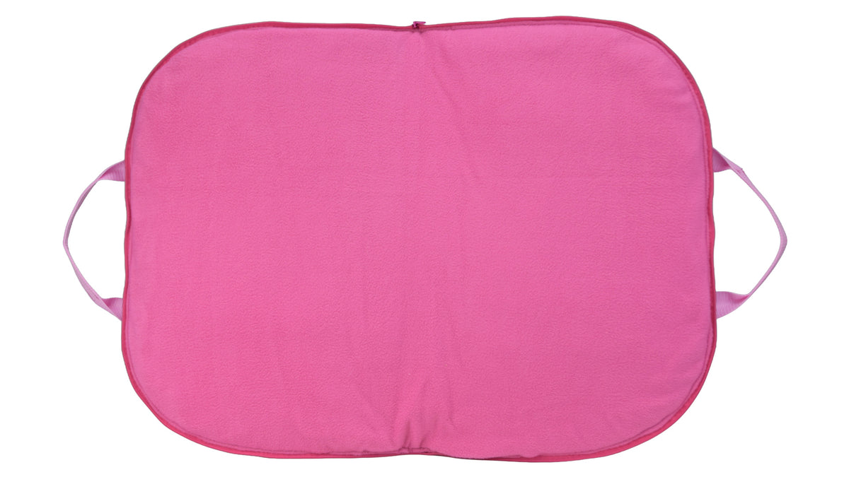 Geöffnetes Hundereisebett Pink Herzdesign mit pinkem Wellness-Fleece