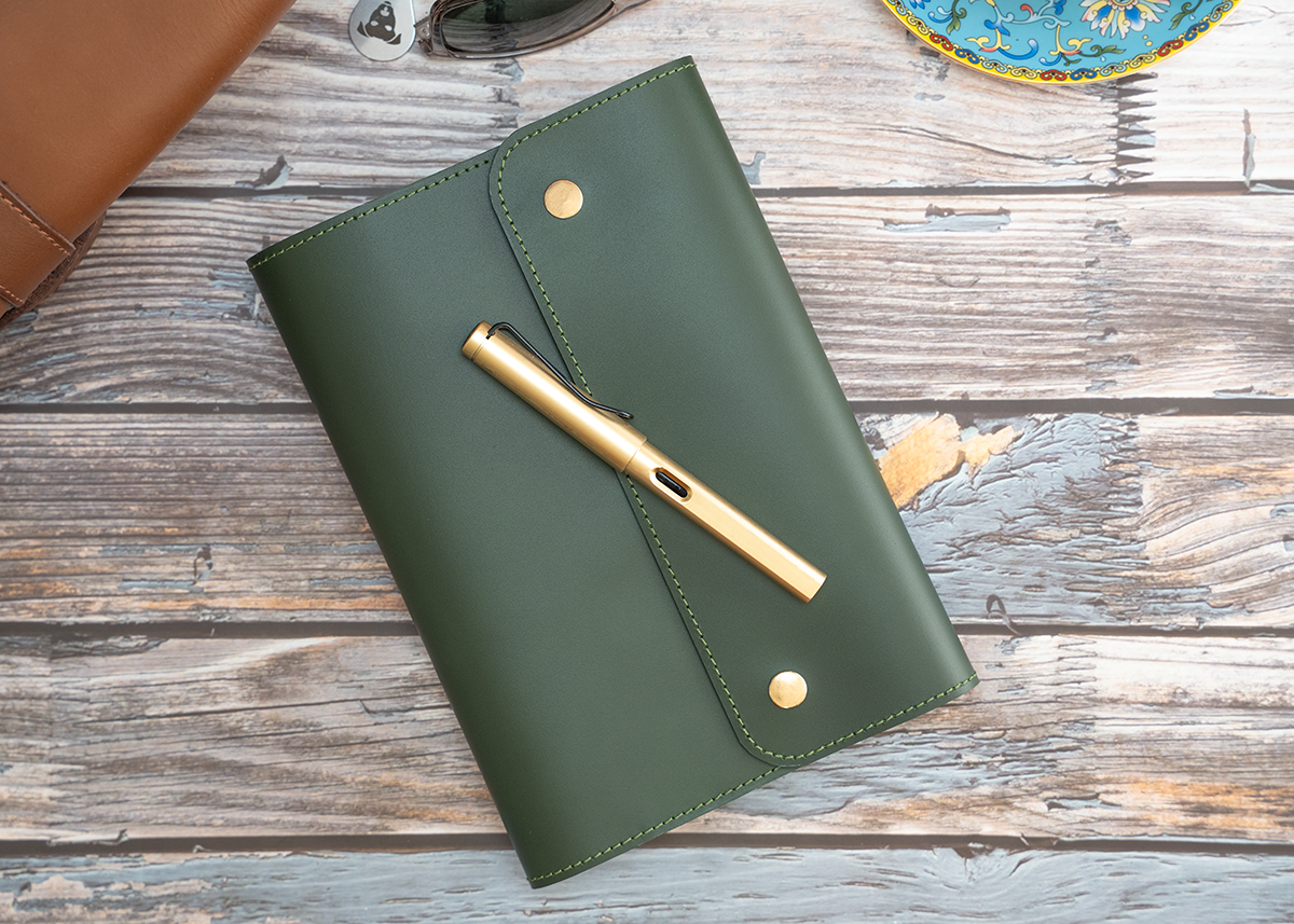 Notizbuch Cover für A5, Dickleder grün