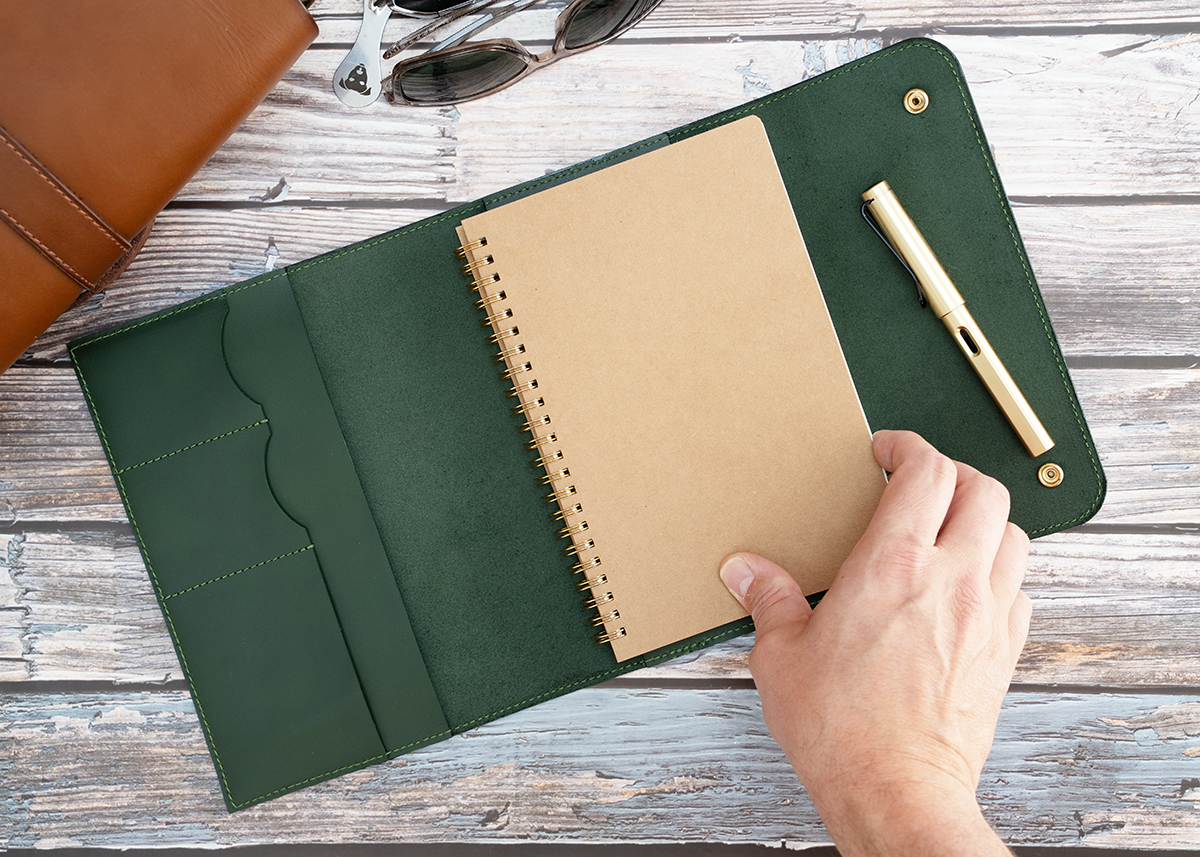 Notizbuch Cover für A5, Dickleder grün