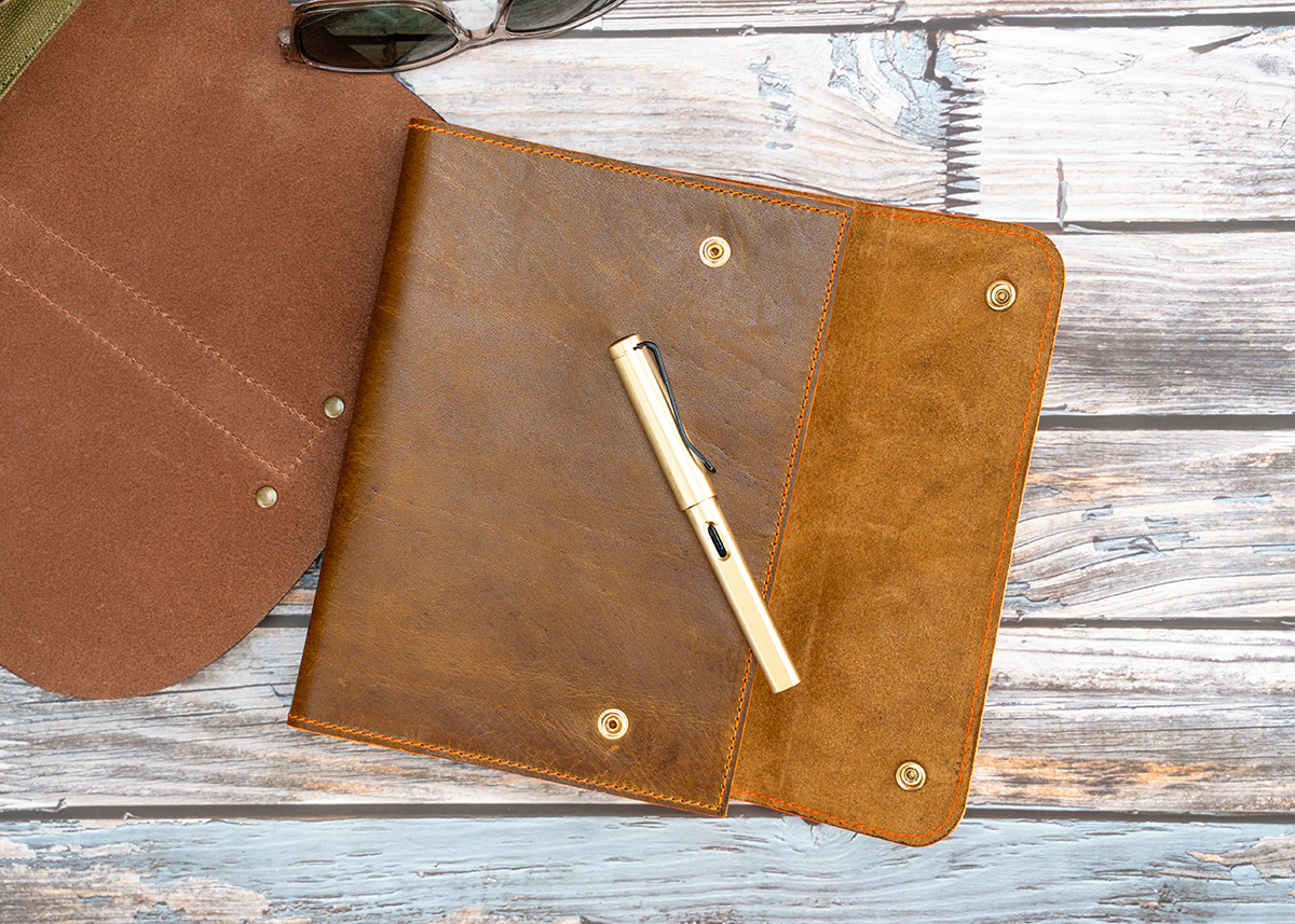 Notizbuch Cover für A5, Wasserbüffelleder braun-schlamm