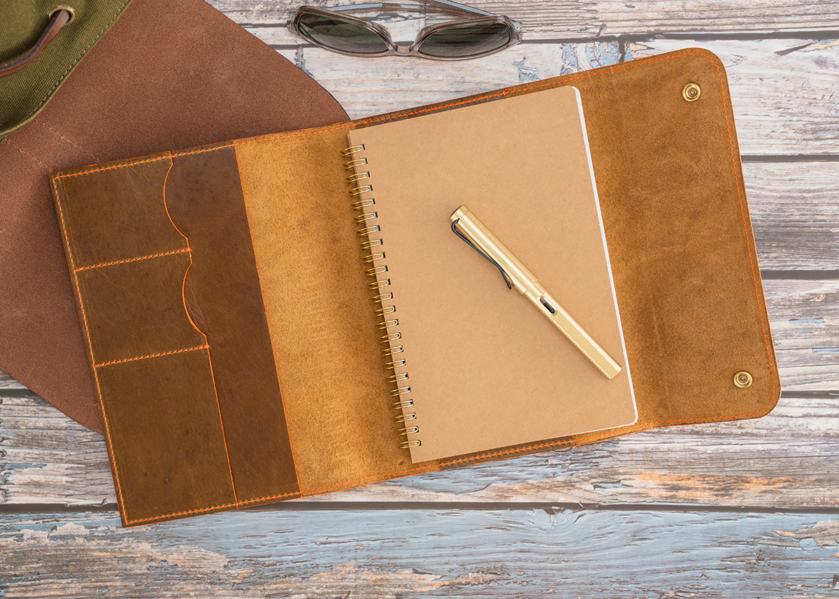 Notizbuch Cover für A5, Wasserbüffelleder braun-schlamm