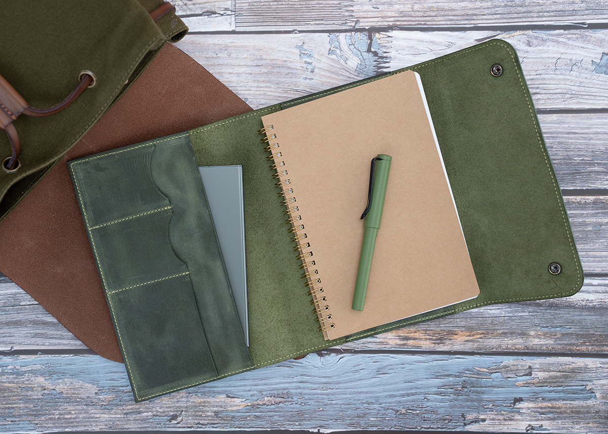Notizbuch Cover für A5, crazy horse dunkel grün