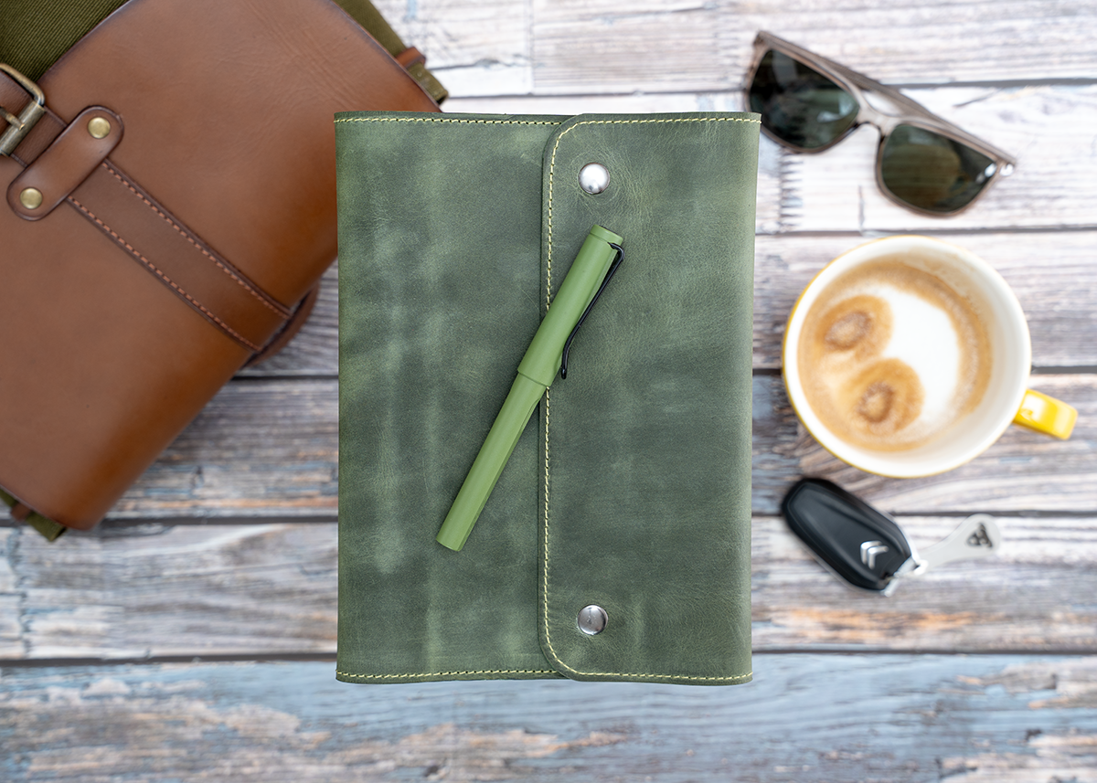 Notizbuch Cover für A5, crazy horse dunkel grün