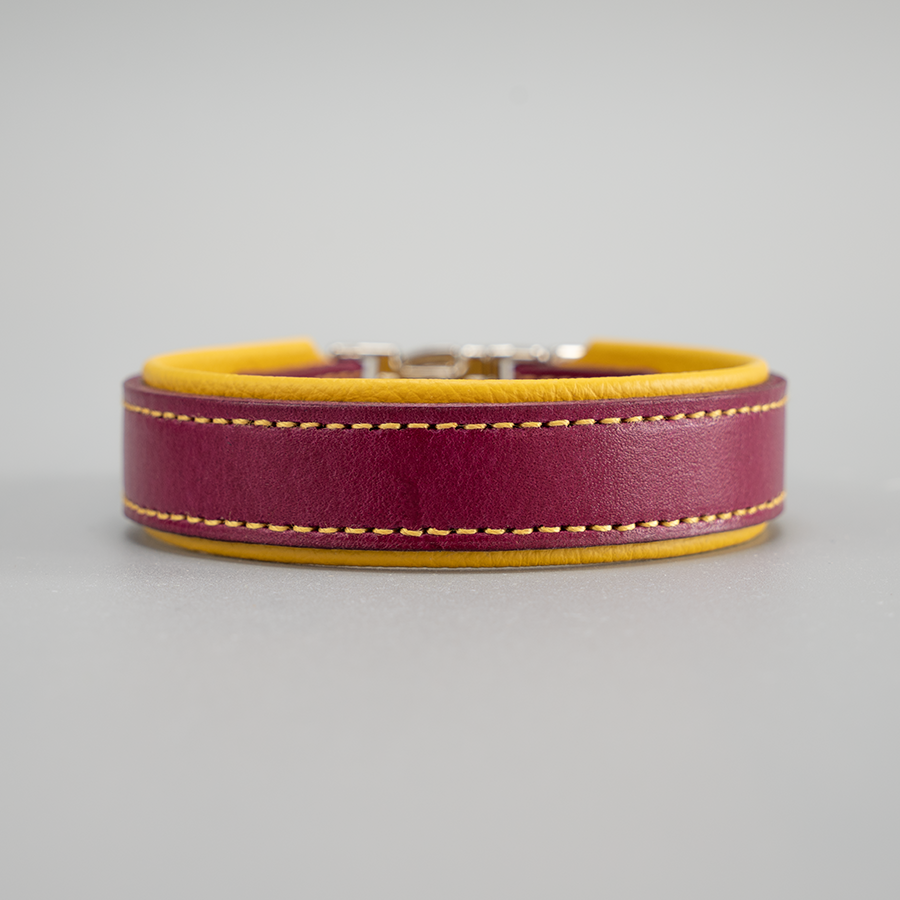 Riemen Halsband - magenta & gelb