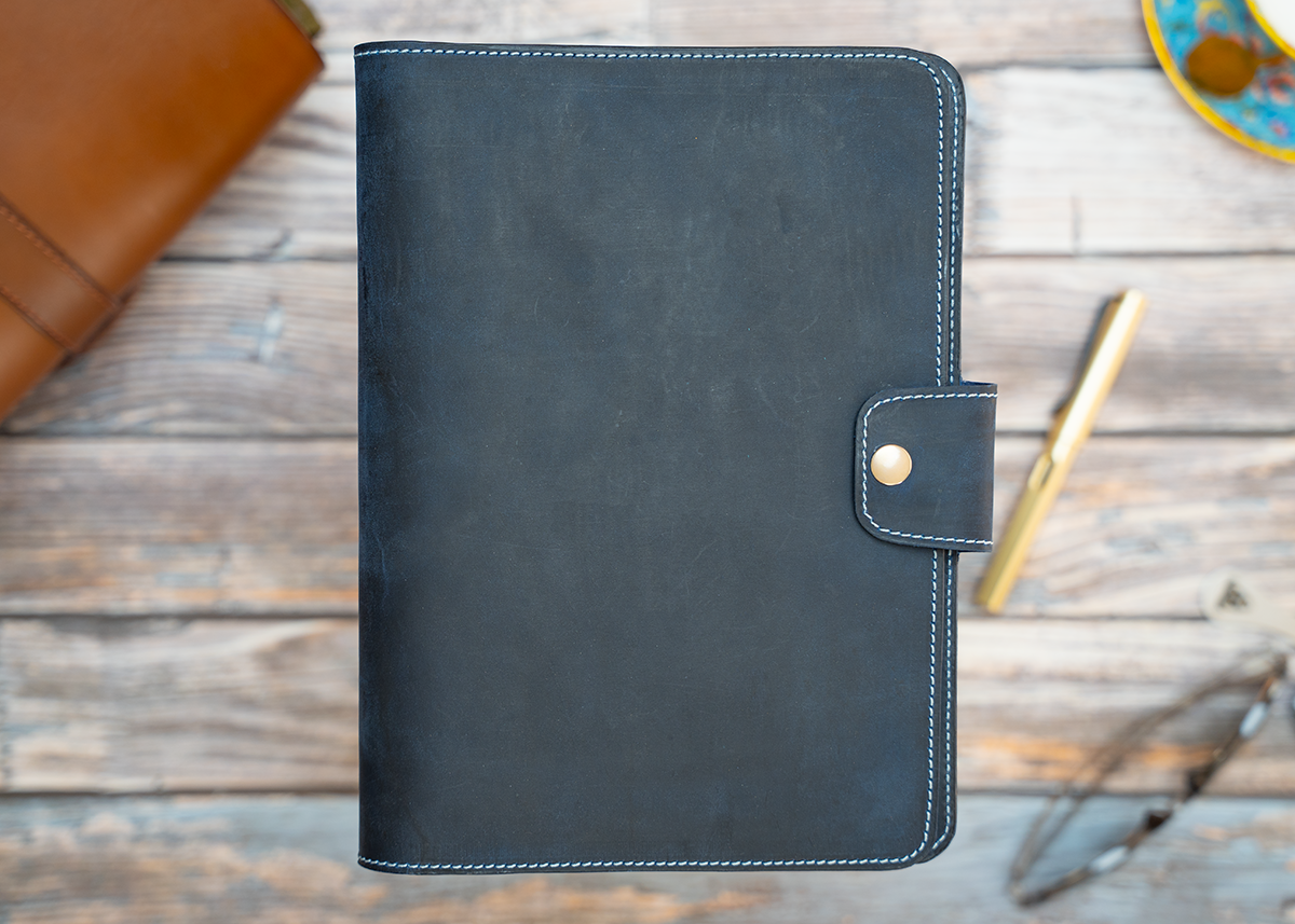 Leder Ringbuch, crazy horse,  personalisierbar, A5