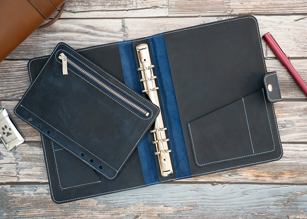 Leder Ringbuch, crazy horse,  personalisierbar, A5