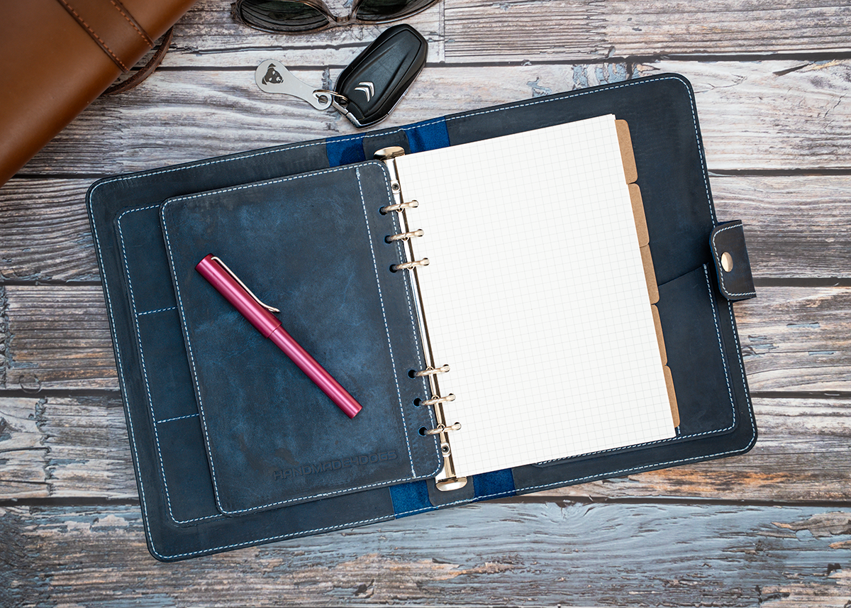 Leder Ringbuch, crazy horse,  personalisierbar, A5