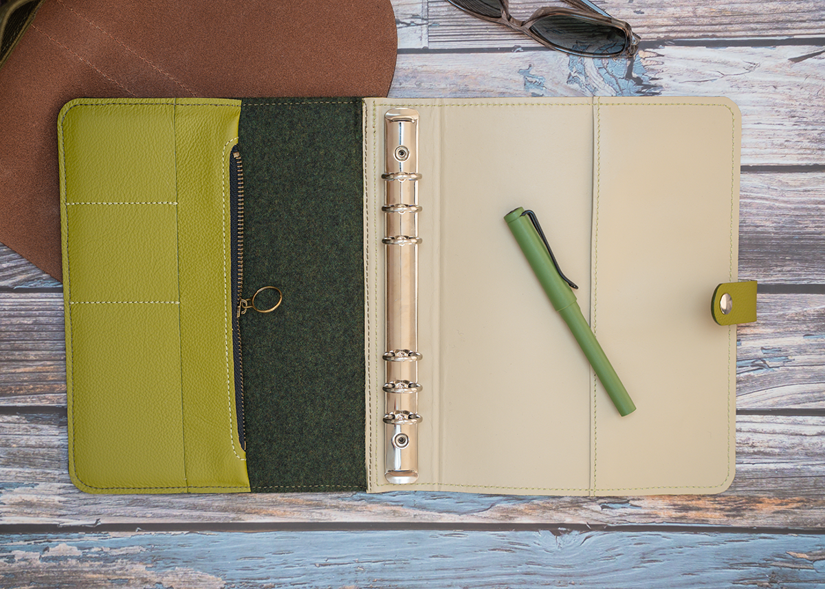 Leder Ringbuch im Filofax-Stil, Tuchloden trifft auf Leder, A5