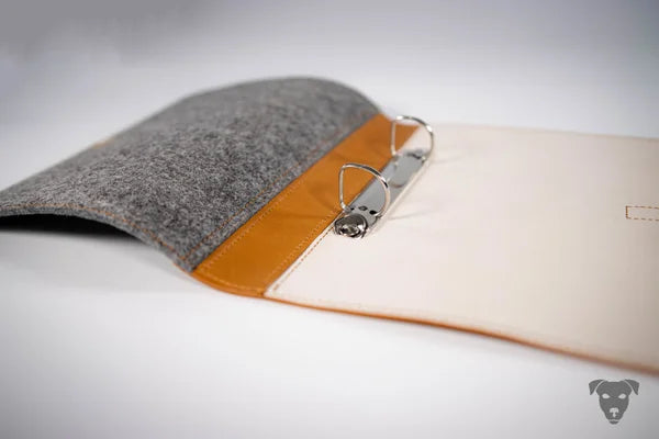 Ring binder A5 leather-felt combination