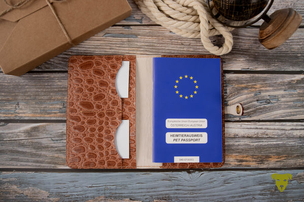 EU pet passport cover KROKO - COGNAC